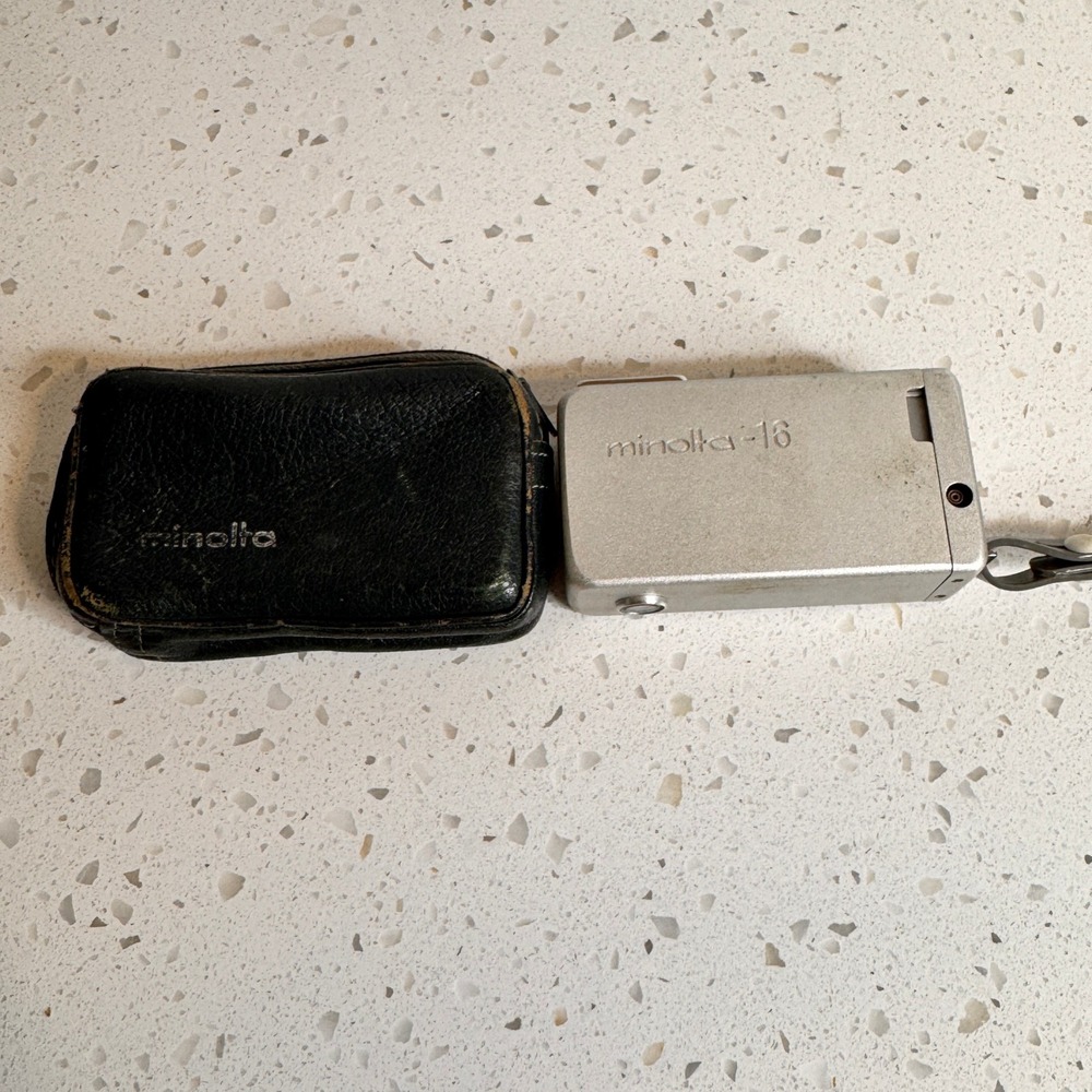 Minolta-16 Subminiature Film Camera w/ Leather Case Spy Vintage‎ Photography